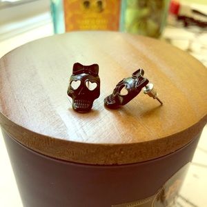Skull with Bow Earrings